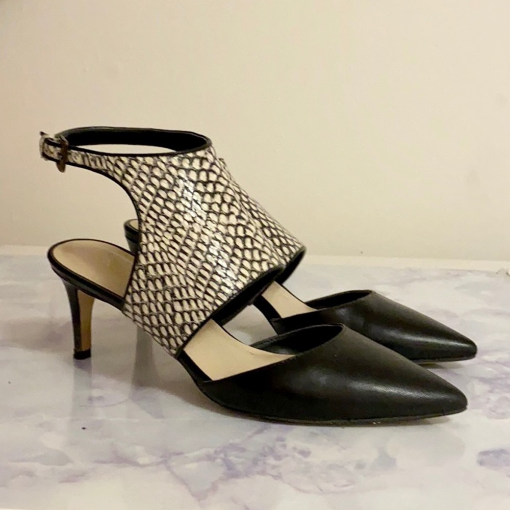 Snake skin black heels